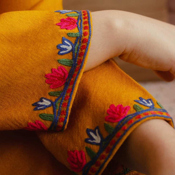 Mustard Phiran  | Hand Embroidered