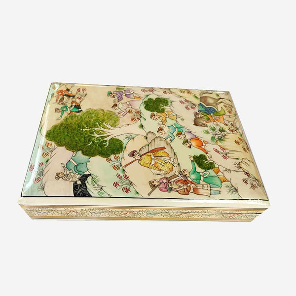 Paper Mache Flat Box In Mughal Art