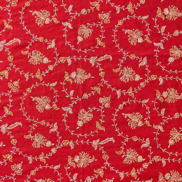 Red Sozni Pashmina stole | Hand Embroidered