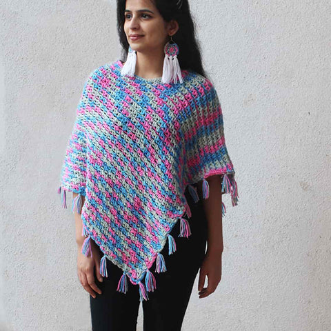 Strips Rug Crochet Poncho