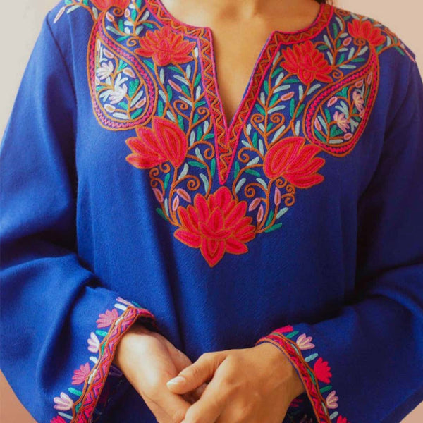 Blue Phiran | Hand Embroidered