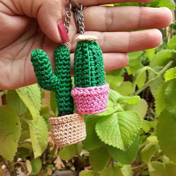 Mini Succulent Plant Crochet Keychains