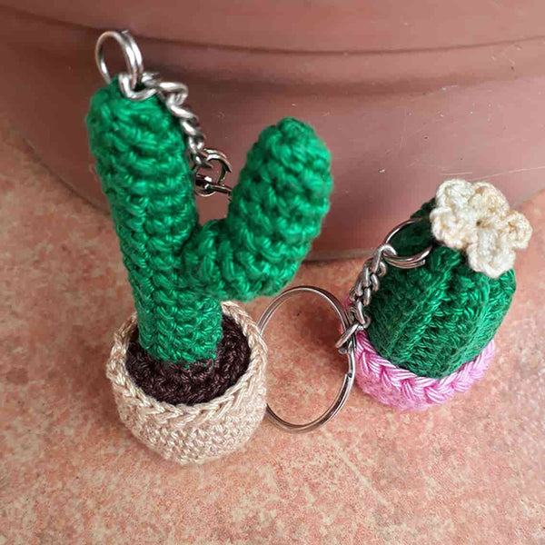 Mini Succulent Plant Crochet Keychains