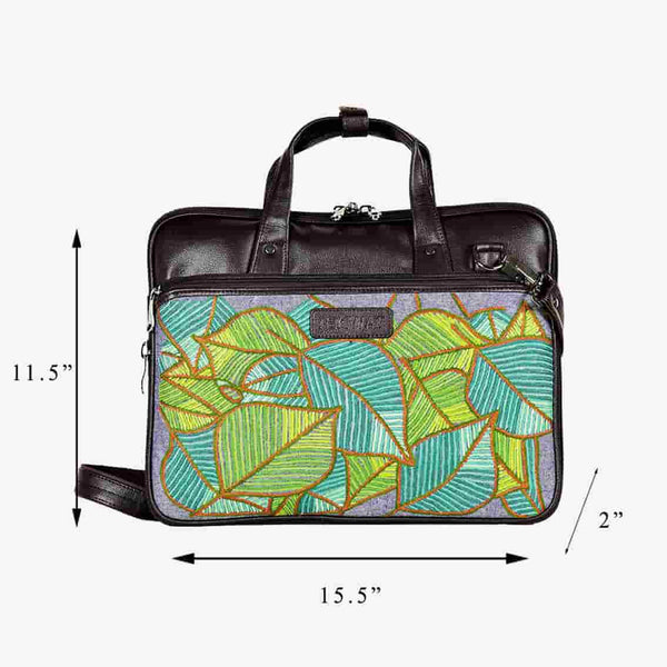 Leaves Embroidered  Handmade Unisex Laptop Bag