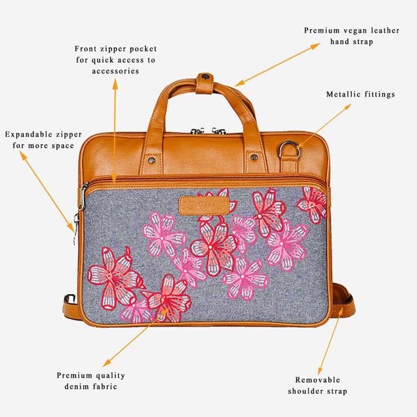 Pink Floral Premium Ladies Laptop Bag