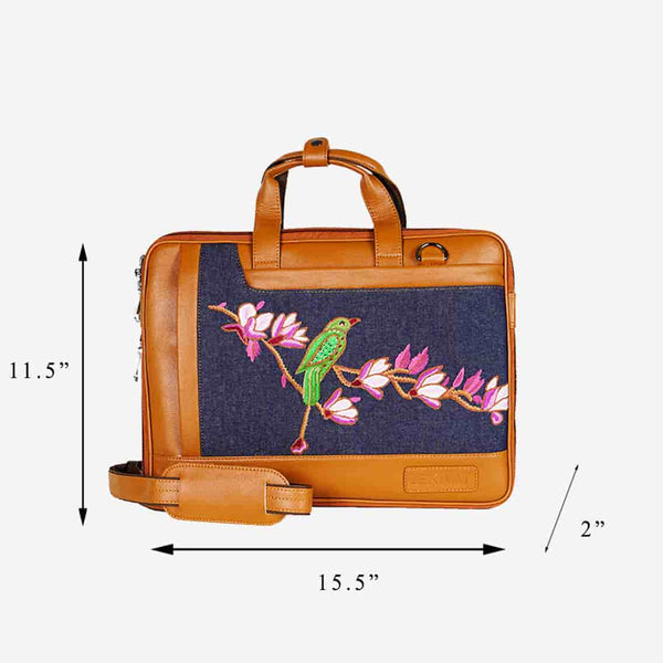 Parrot Embroidered Girls Laptop Bag