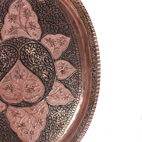 Hand-Engraved Copper Serving Tray (Set of 1 pc)