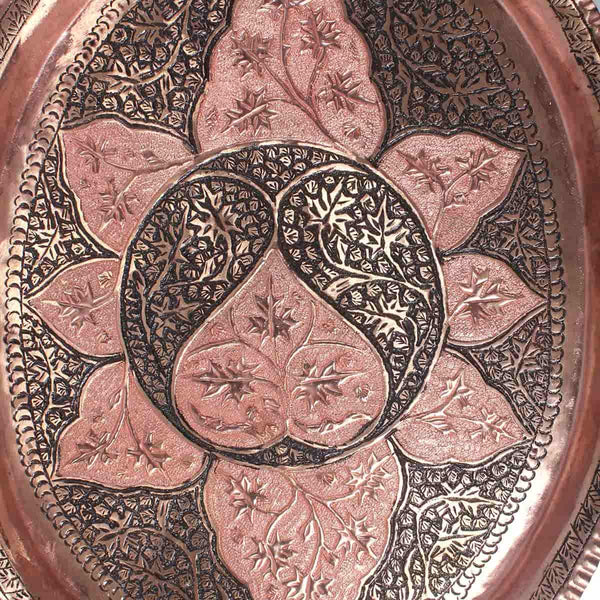 Hand-Engraved Copper Serving Tray (Set of 1 pc)