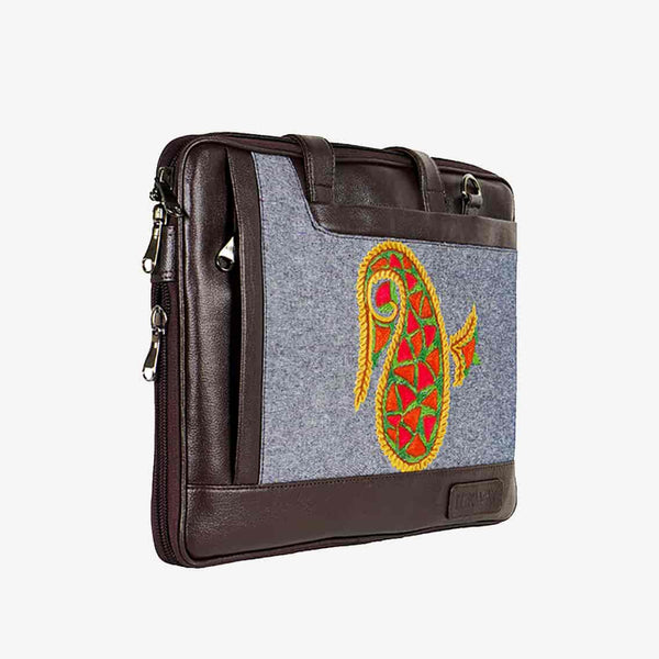 Almond Embroidered Stylish Laptop Sling Bag