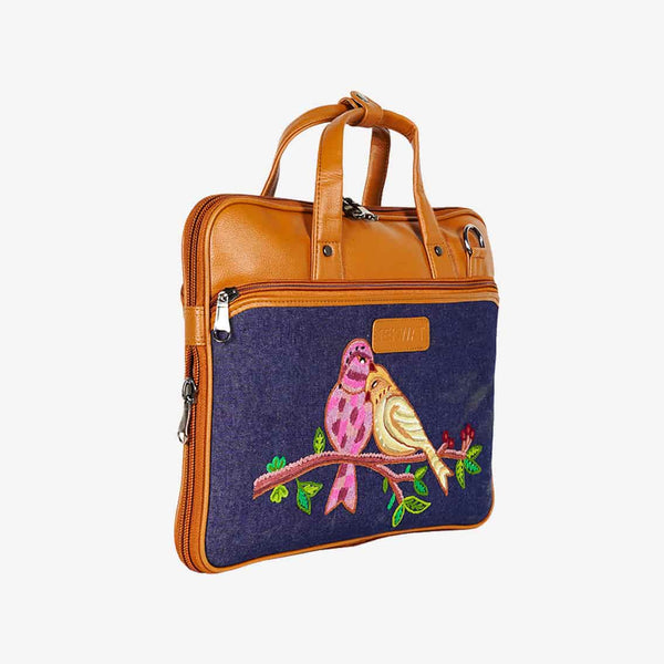 Birds On Branch Embroidered Girls Laptop Bag